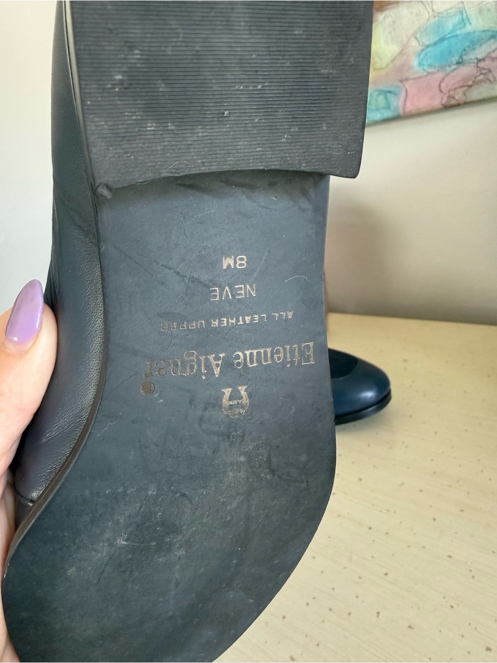 Etienne Aigner Neve Navy Leather Horsebit Loafers Women’s 8M - Picture 11 of 12